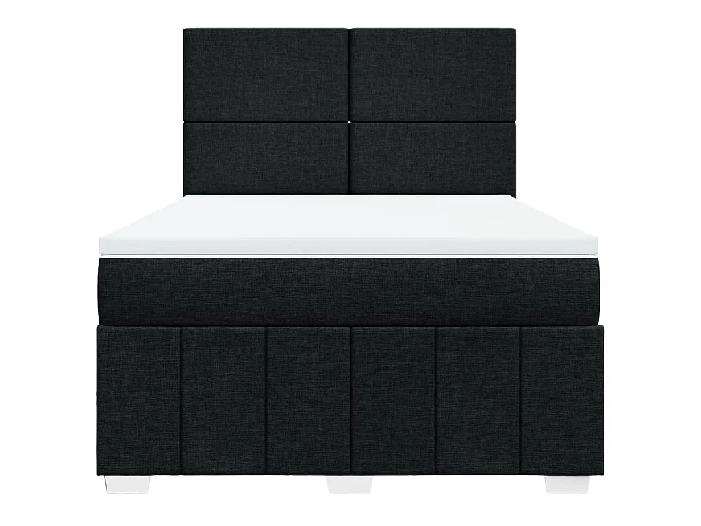 Sommier à lattes de lit avec matelas Noir 160x200 cm Tissu