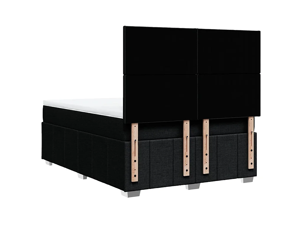 Sommier à lattes de lit avec matelas Noir 160x200 cm Tissu