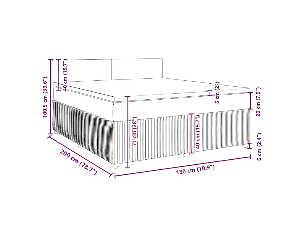 Sommier à lattes de lit avec matelas Gris foncé 180x200cm Tissu