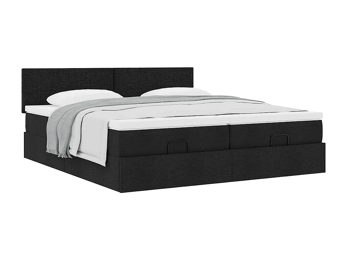 Ottoman-Bett mit Matratzen Schwarz 160x200 cm Stoff