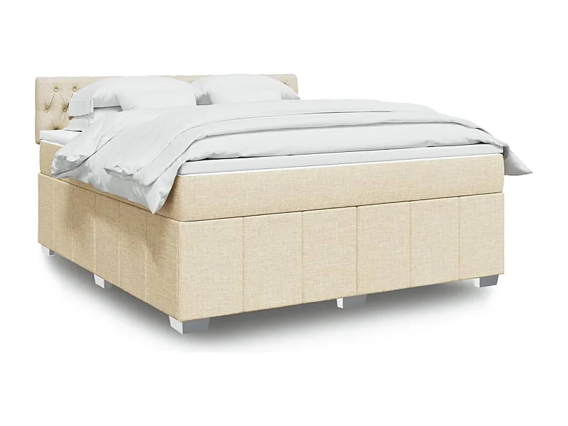 Boxspring met matras stof crèmekleurig 180x200 cm