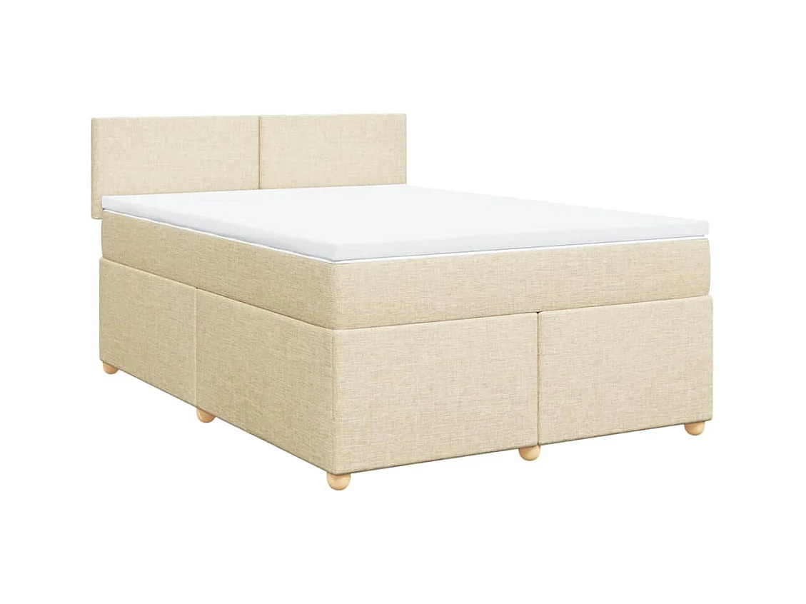 Sommier à lattes de lit avec matelas Crème 140x200 cm Tissu