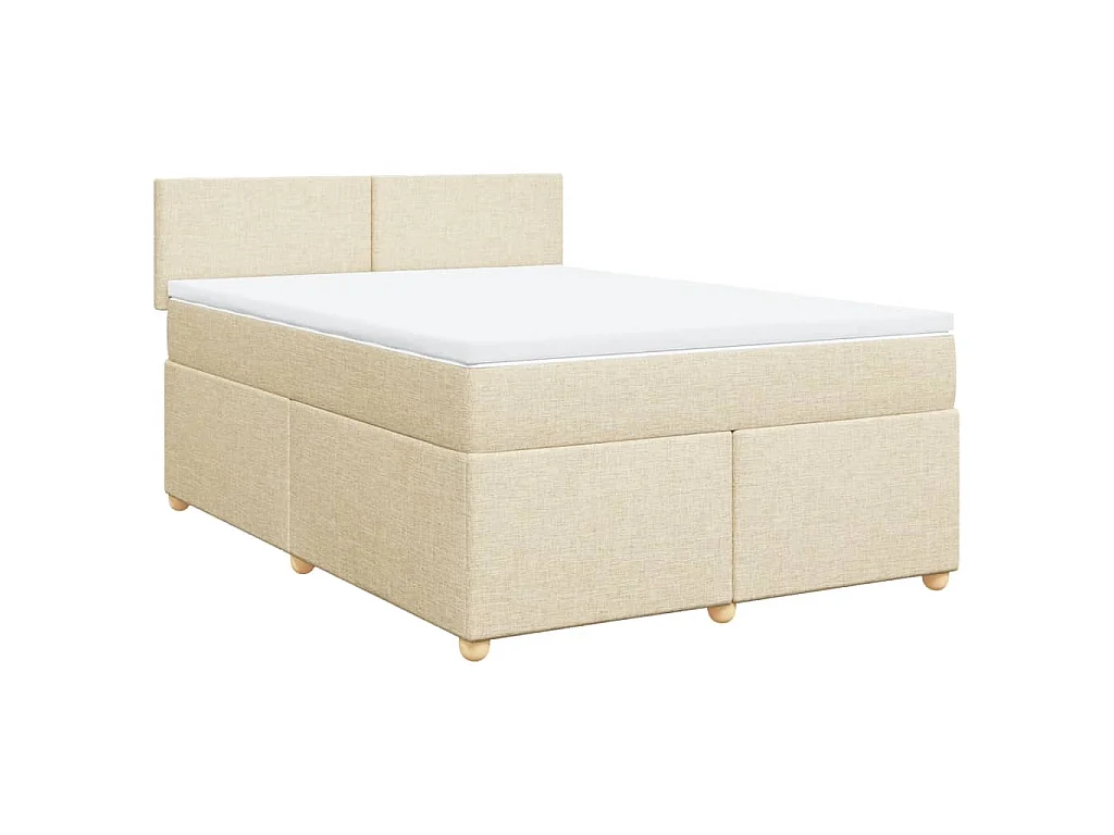 Cama box spring con colchón tela color crema 140x200 cm