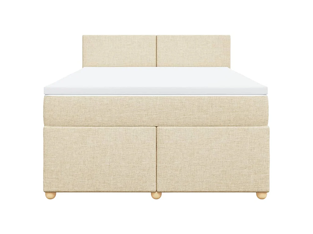 Cama box spring con colchón tela color crema 140x200 cm