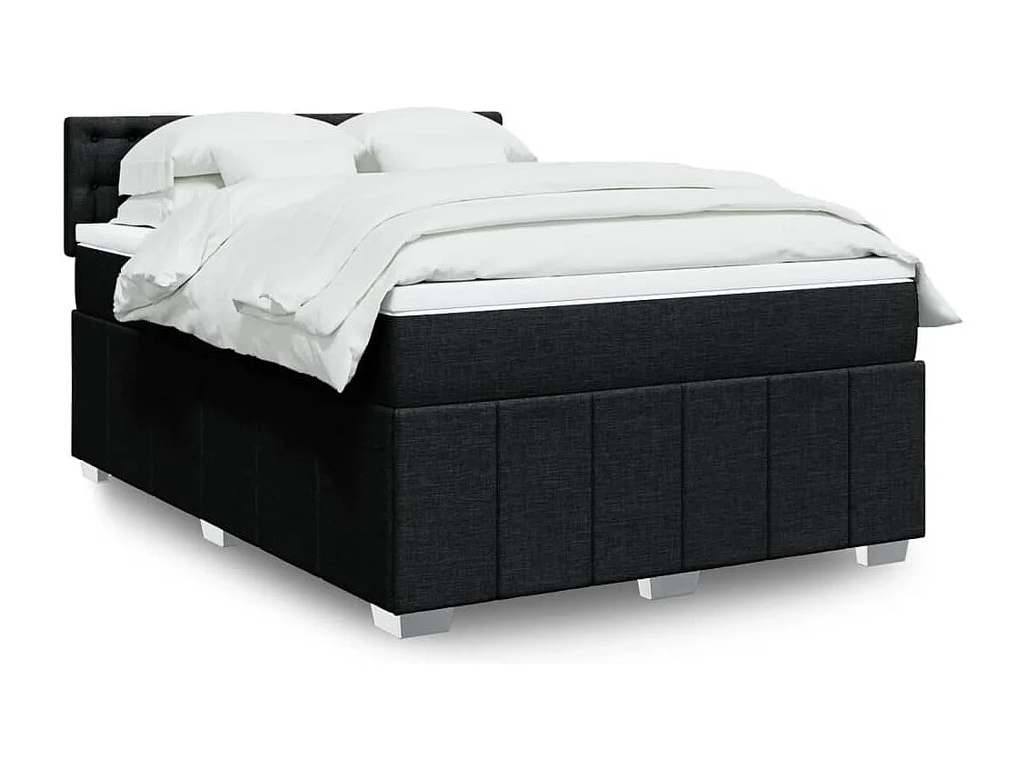 Sommier à lattes de lit avec matelas Noir 160x200 cm Tissu