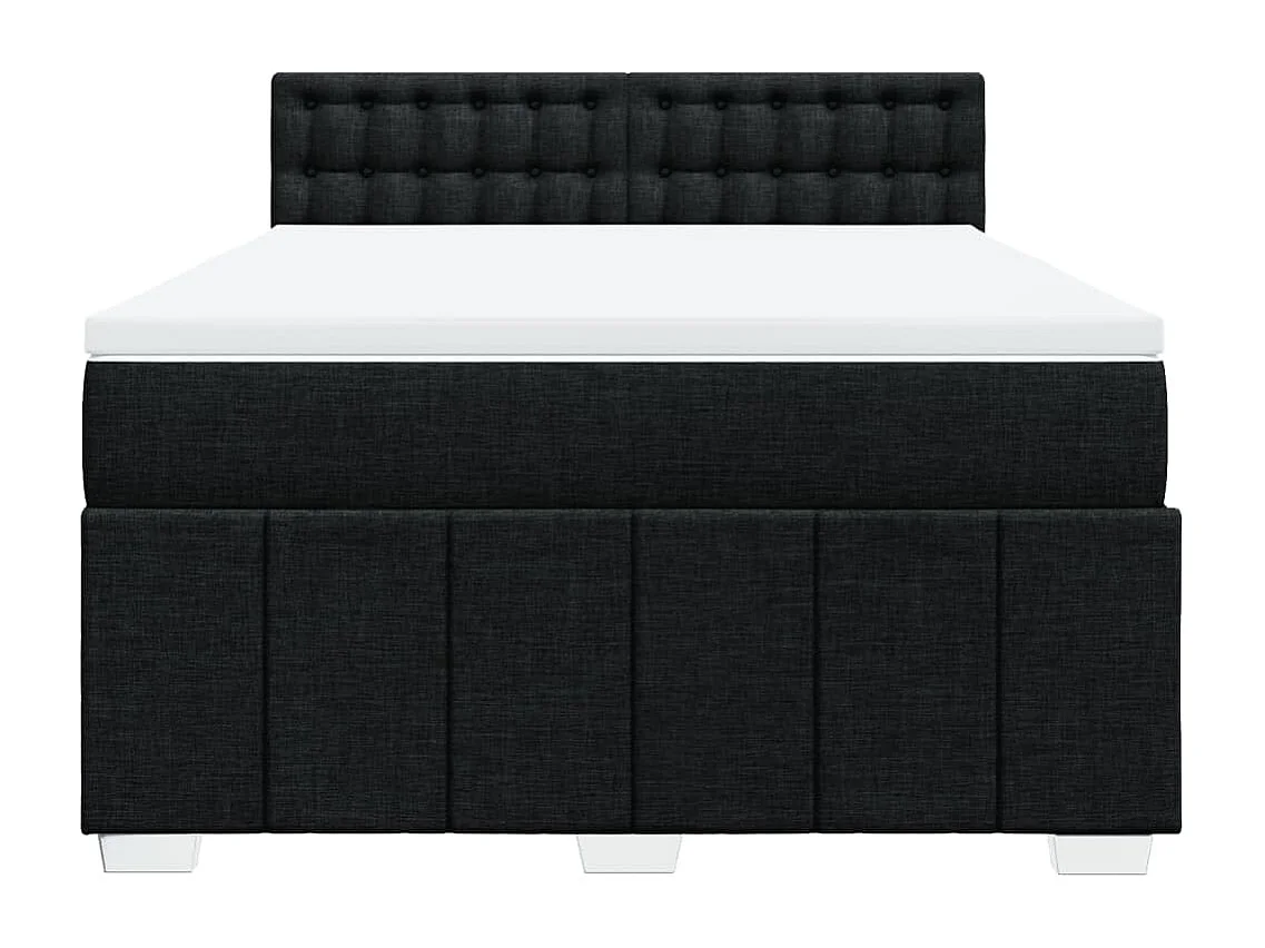 Sommier à lattes de lit avec matelas Noir 160x200 cm Tissu