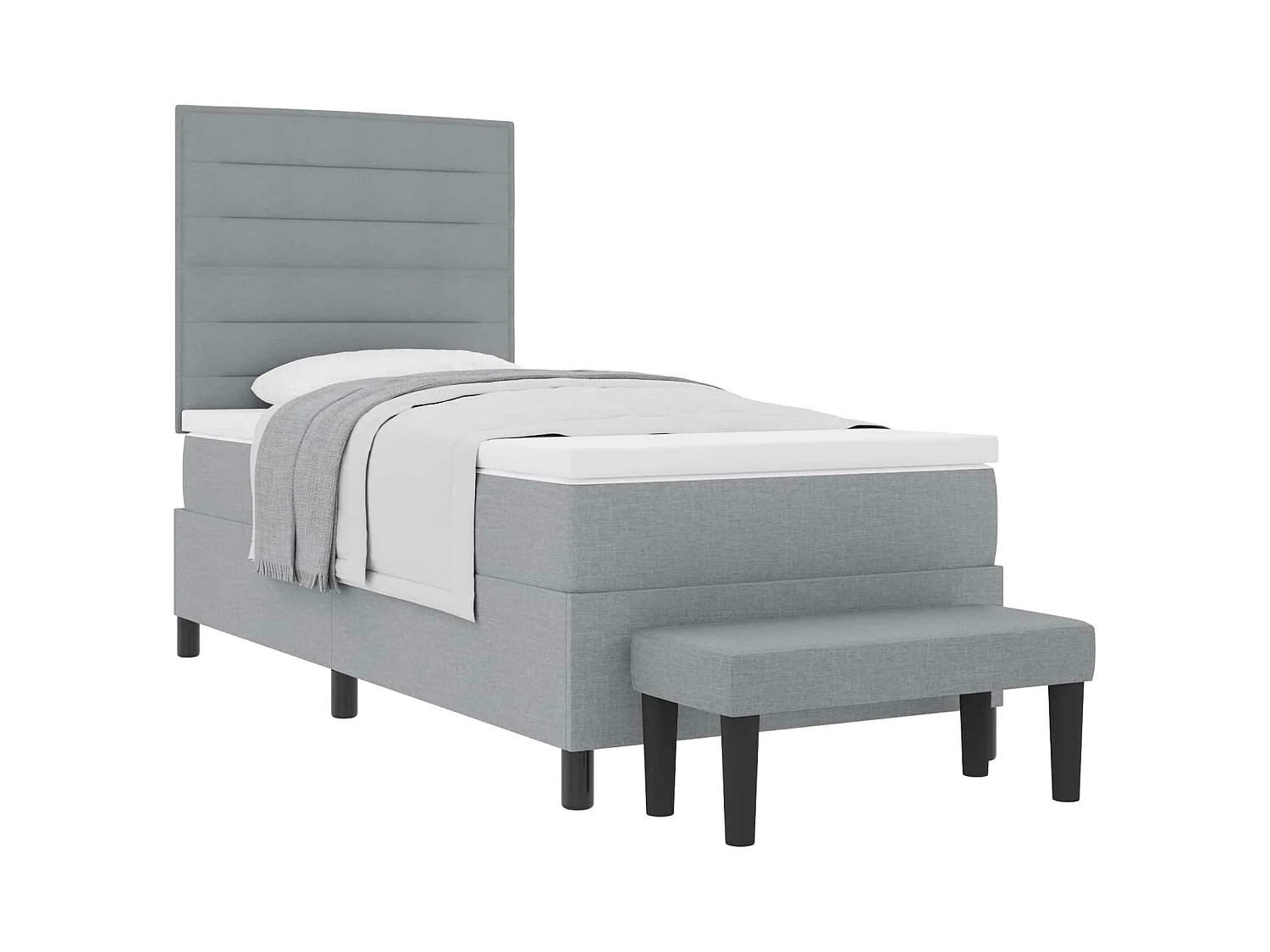 Boxspringbett mit Kopfteil Hellgrau 90 x 200 cm Stoff
