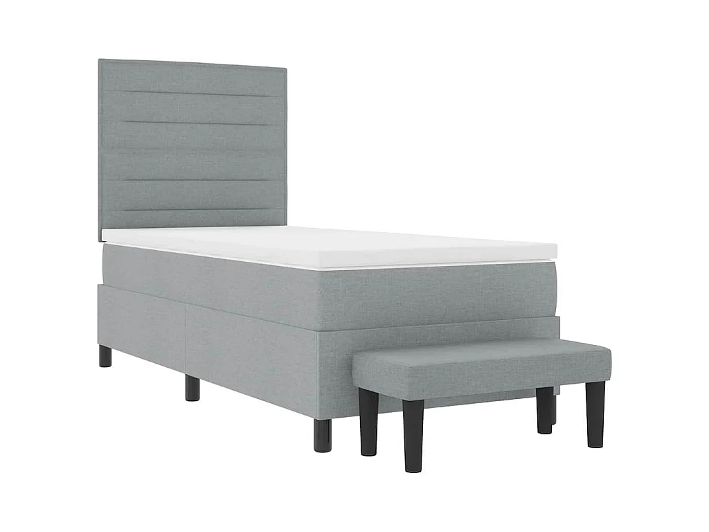 Boxspringbett mit Kopfteil Hellgrau 90 x 200 cm Stoff