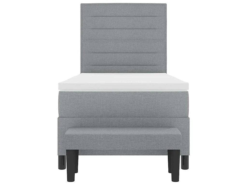 Boxspringbett mit Kopfteil Hellgrau 90 x 200 cm Stoff