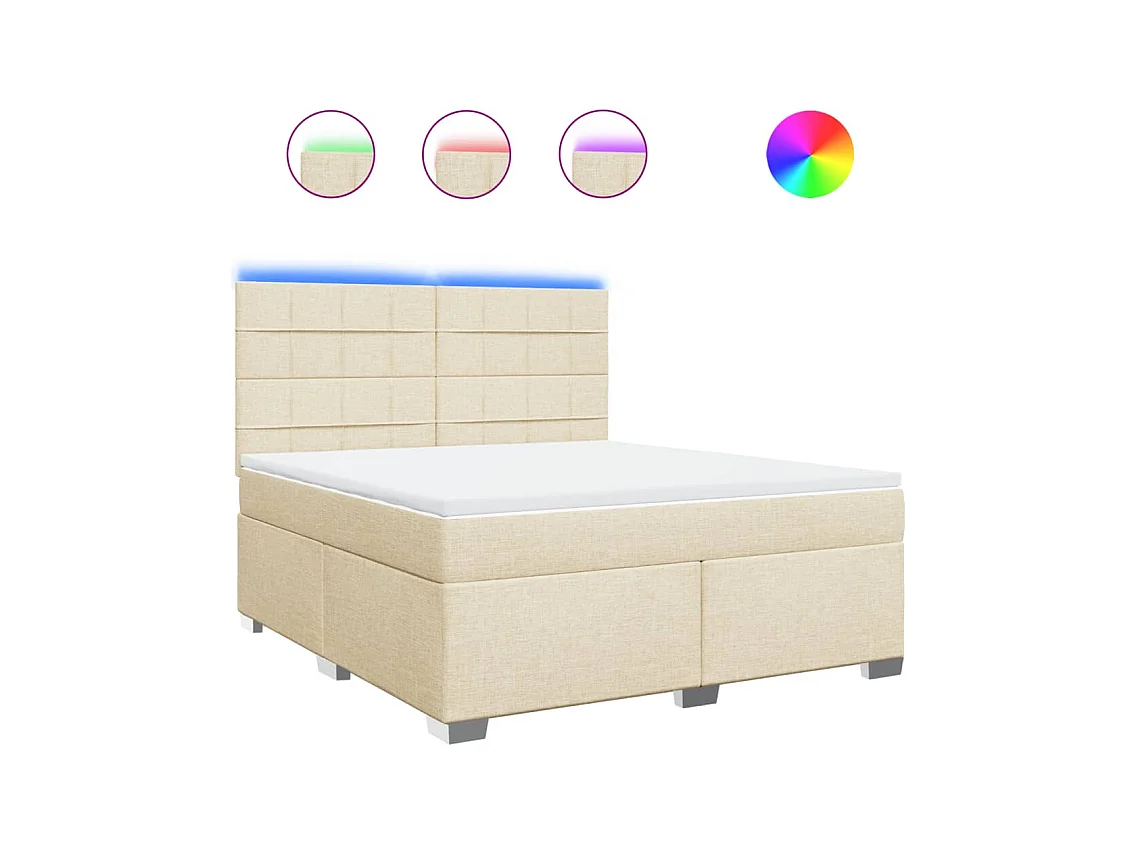 Sommier à lattes de lit avec matelas Crème 180x200 cm Tissu