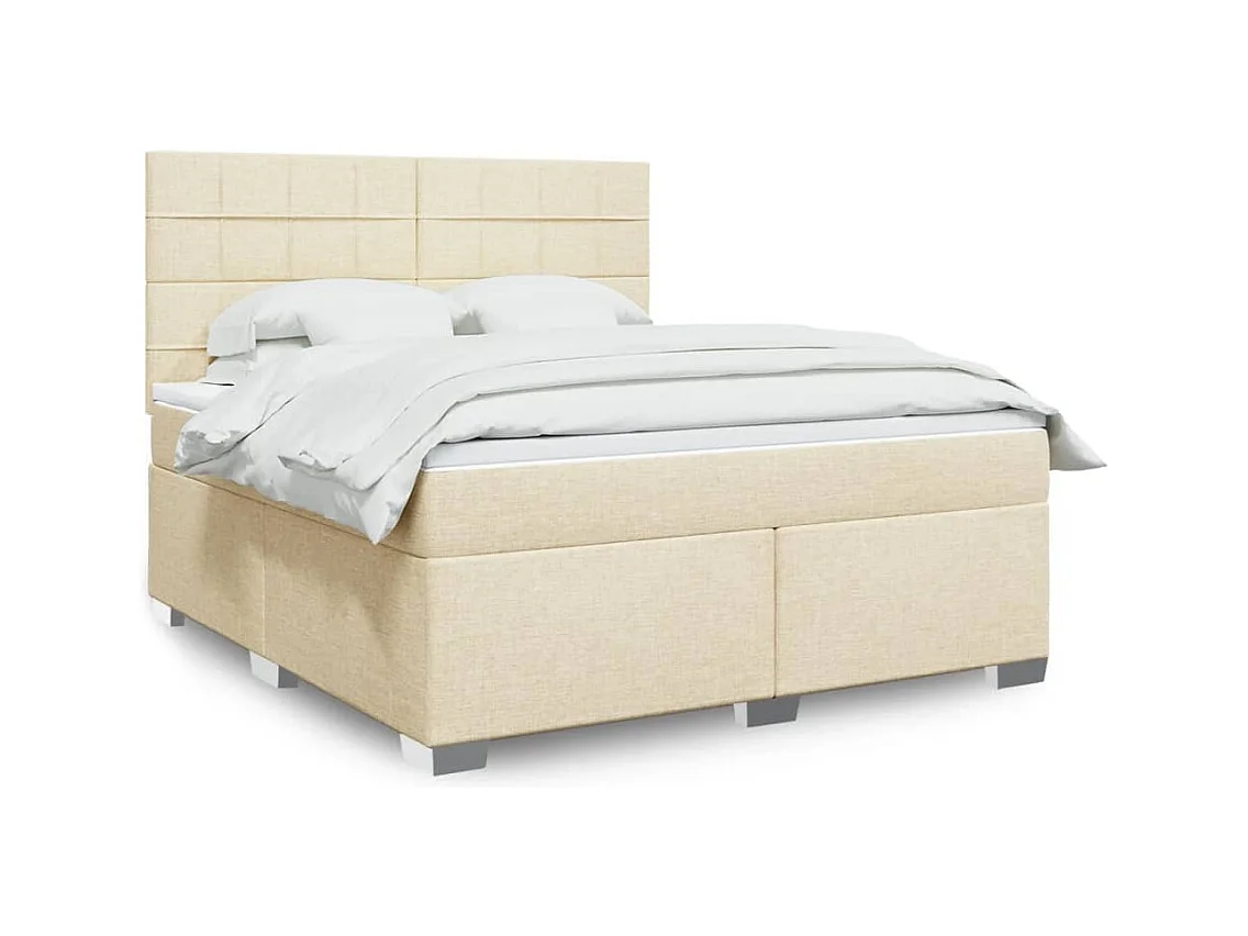 Sommier à lattes de lit avec matelas Crème 180x200 cm Tissu