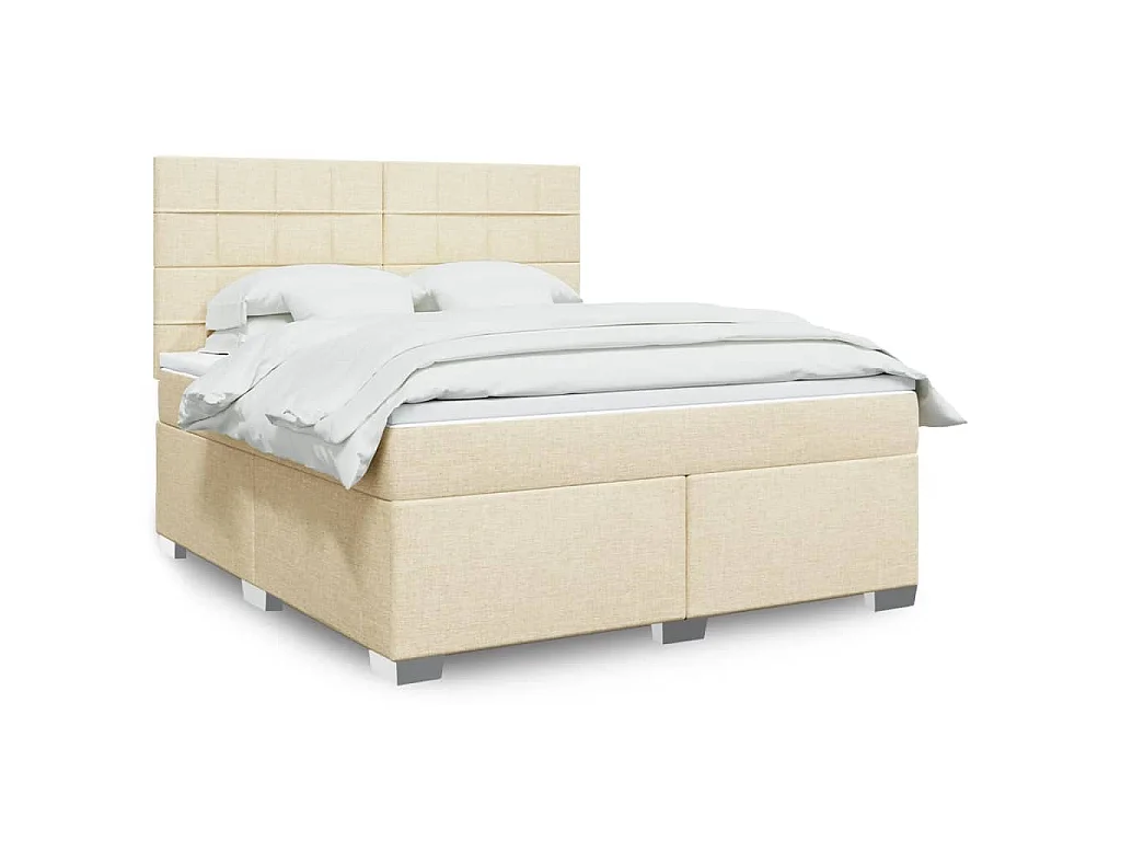 Sommier à lattes de lit avec matelas Crème 180x200 cm Tissu