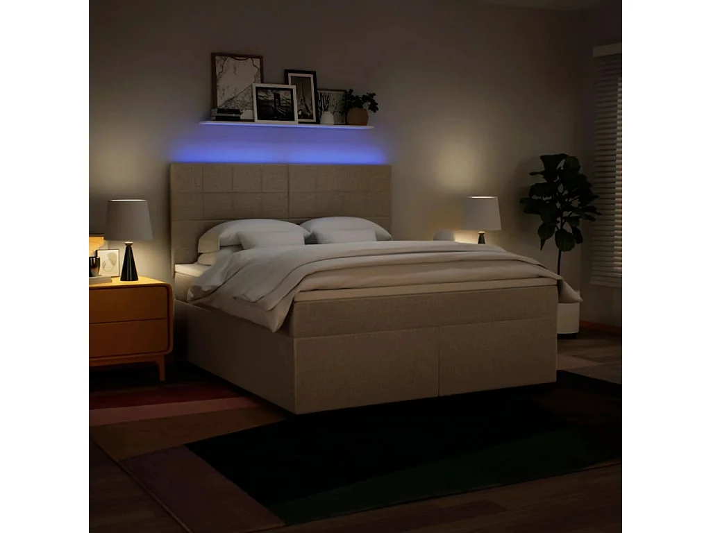 Sommier à lattes de lit avec matelas Crème 180x200 cm Tissu