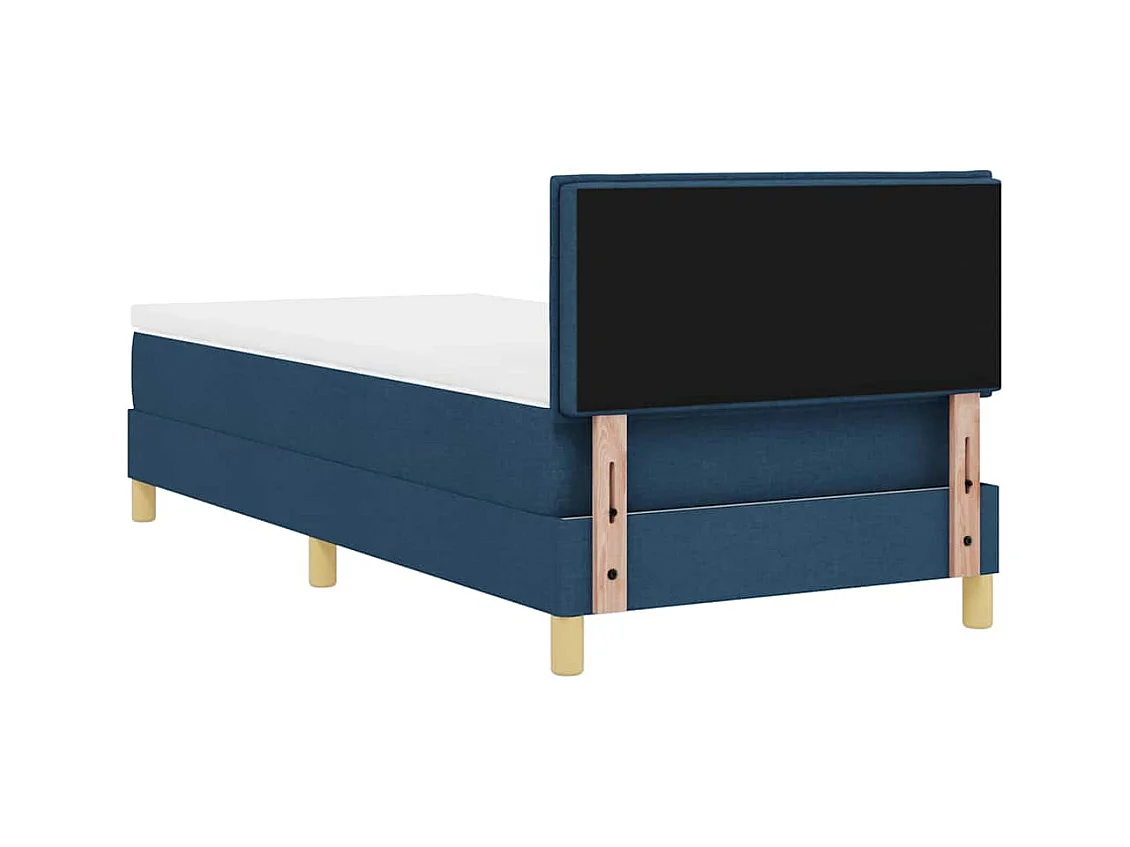 Lit boxspring avec matelas avec matelas Bleu 90 x 200 cm tissu