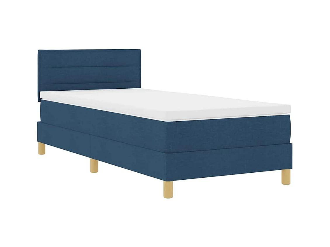 Lit boxspring avec matelas avec matelas Bleu 90 x 200 cm tissu