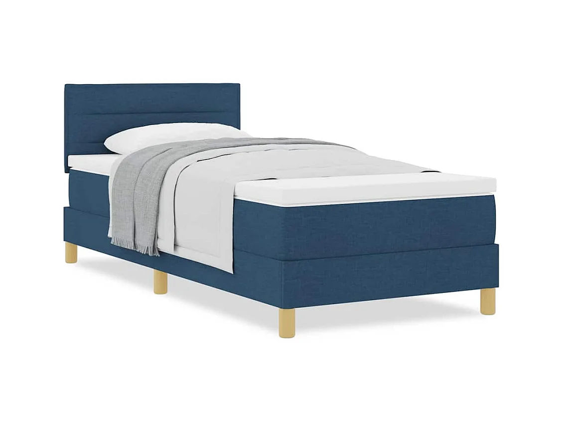 Lit boxspring avec matelas avec matelas Bleu 90 x 200 cm tissu