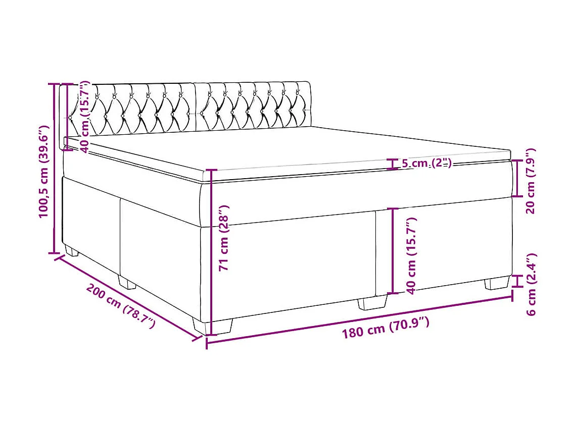 Boxspring met matras fluweel roze 180x200 cm