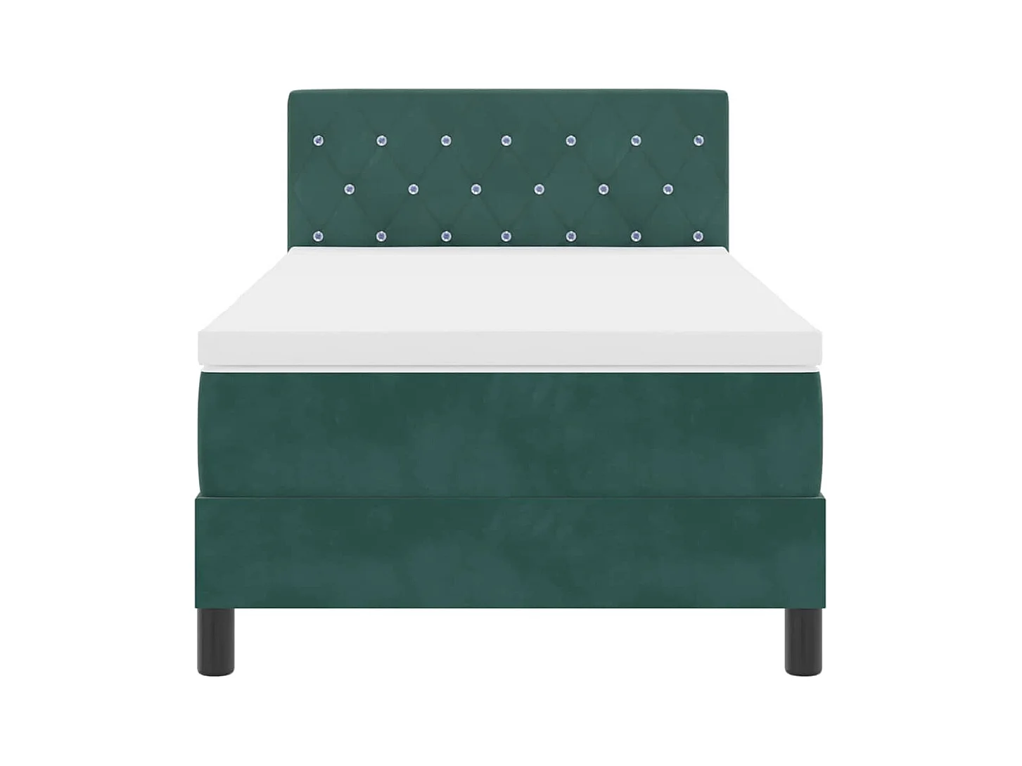Lit à ressorts avec matelas Vert foncé 90 x 190 cm tissu