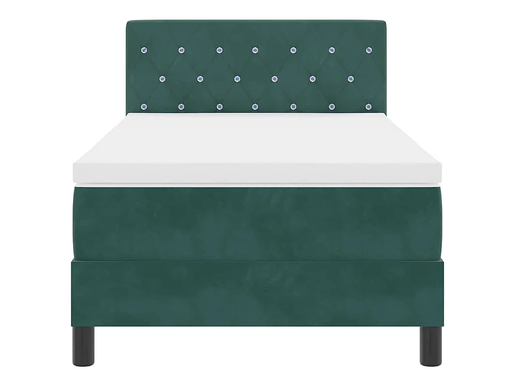 Lit à ressorts avec matelas Vert foncé 90 x 190 cm Velours