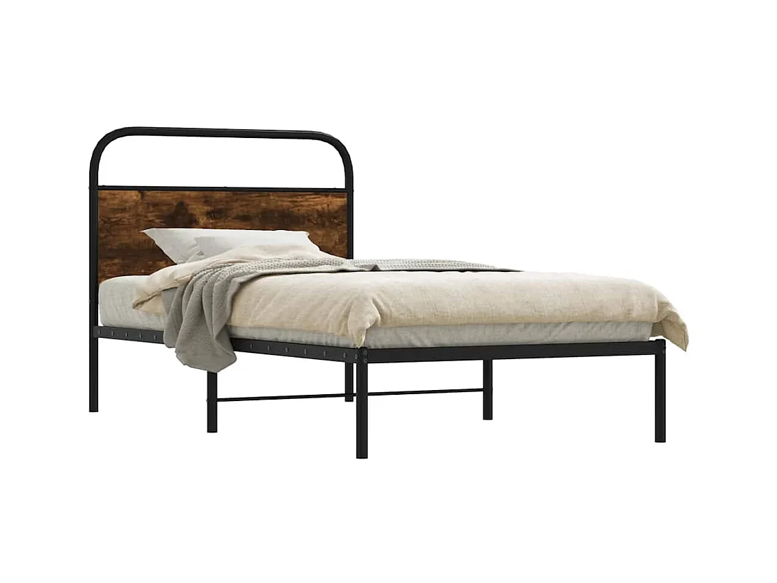 Cadre de lit sans matelas 100x190 cm chêne fumé bois ingénierie