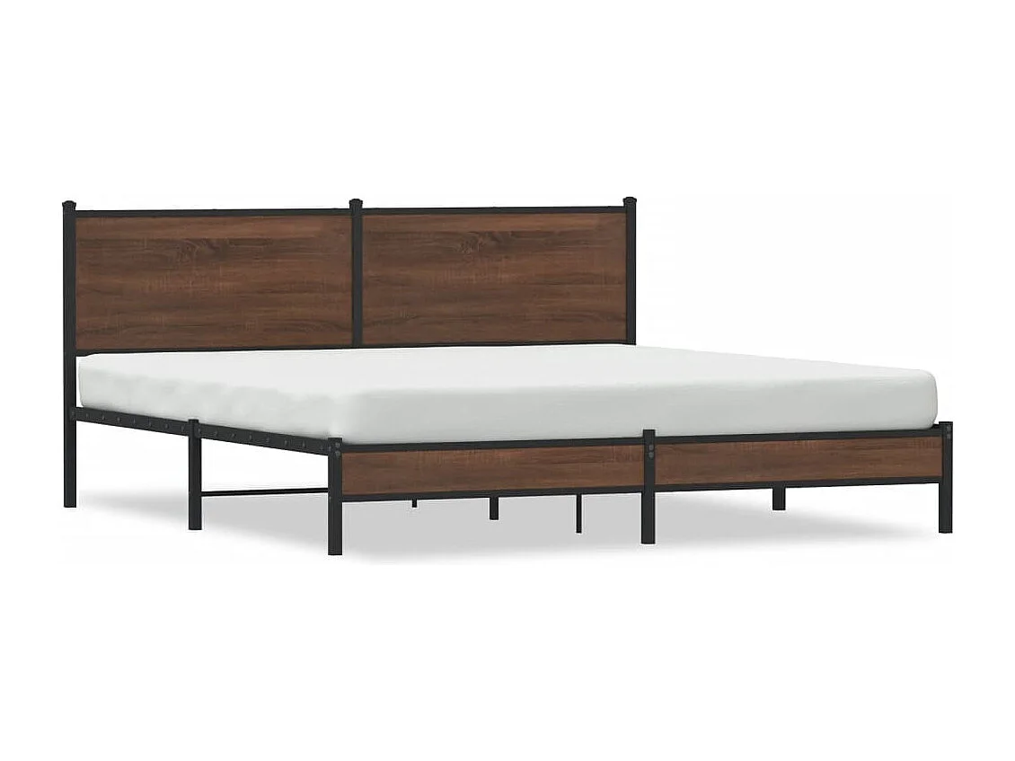 Estructura de cama sin colchón metal roble marrón 180x200 cm