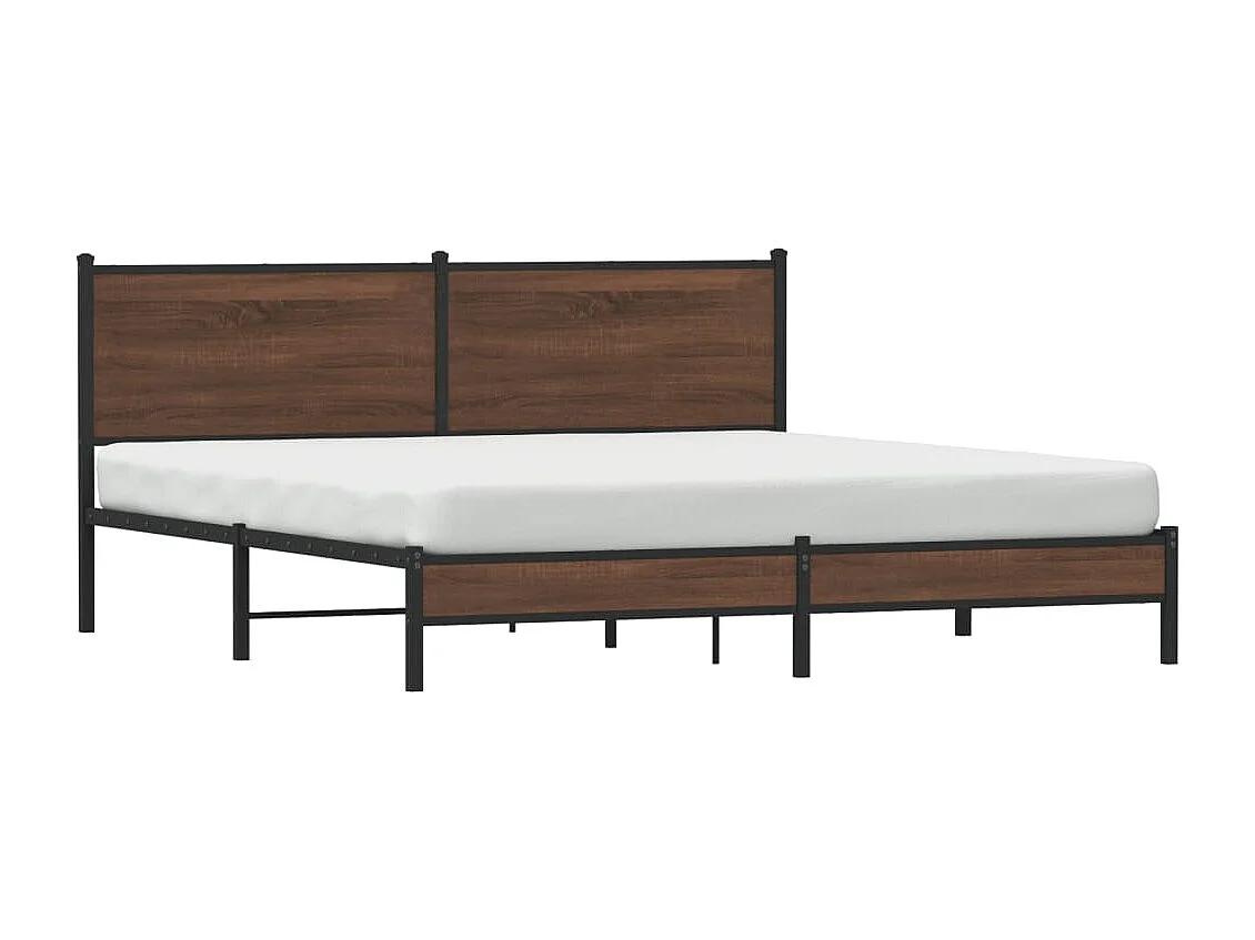 Estructura de cama sin colchón metal roble marrón 180x200 cm
