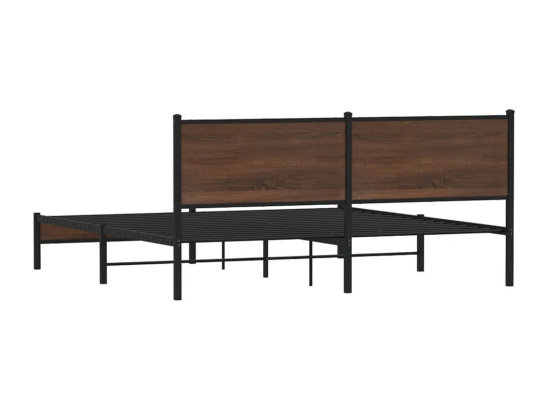 Estructura de cama sin colchón metal roble marrón 180x200 cm