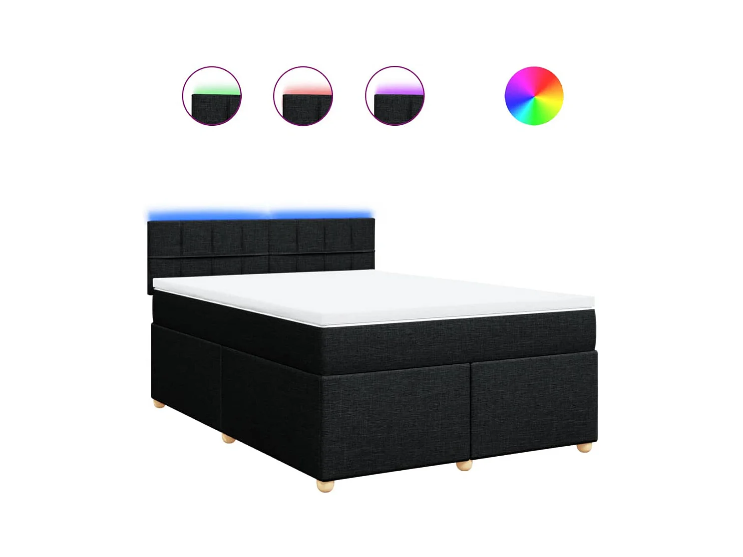 Sommier à lattes de lit avec matelas Noir 140x200 cm Tissu