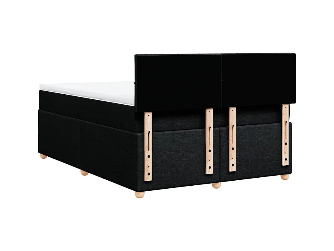 Sommier à lattes de lit avec matelas Noir 140x200 cm Tissu