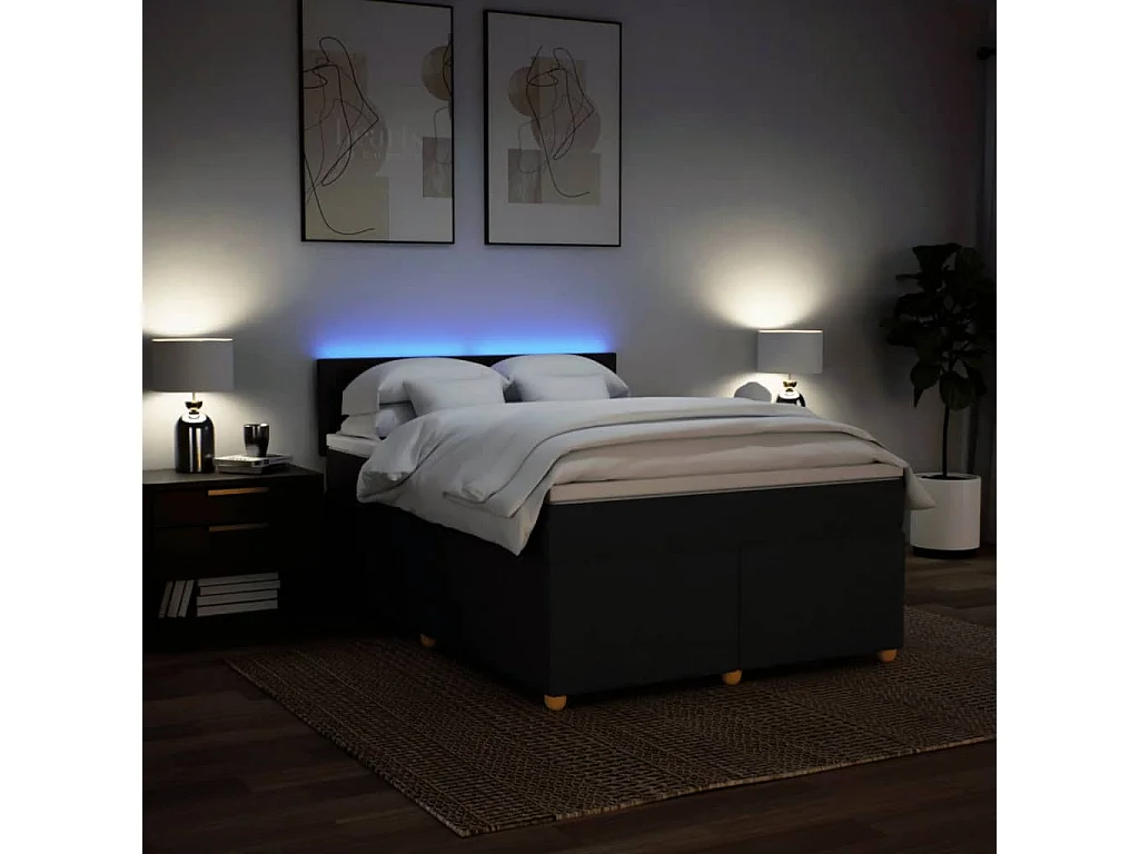 Boxspringbett mit Matratze Schwarz 140x200 cm Stoff