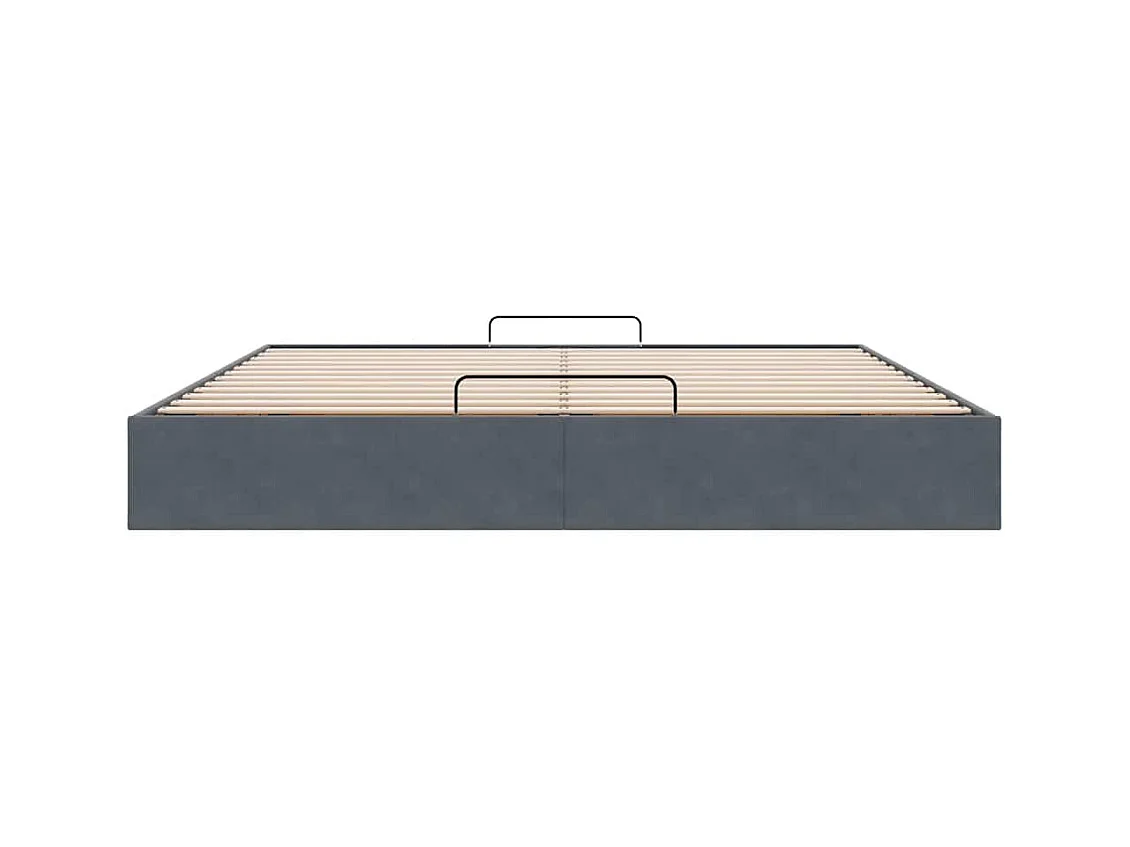 Cadre de lit ottoman avec matelas gris foncé 180x200 cm velours