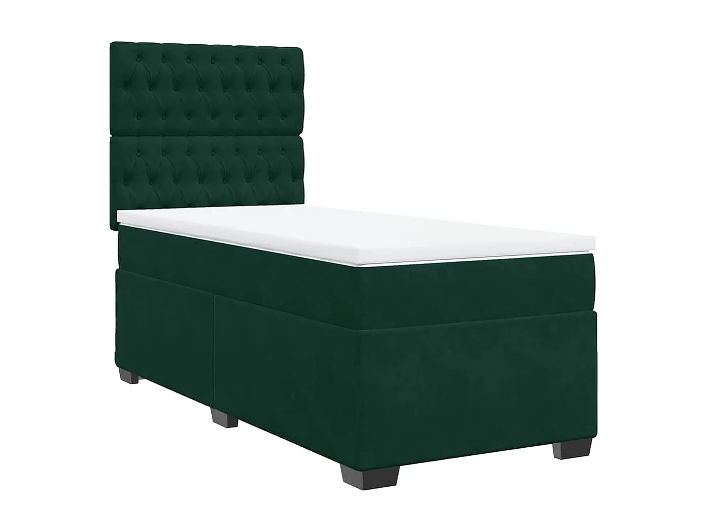 Cama box spring con colchón terciopelo verde oscuro 100x200 cm