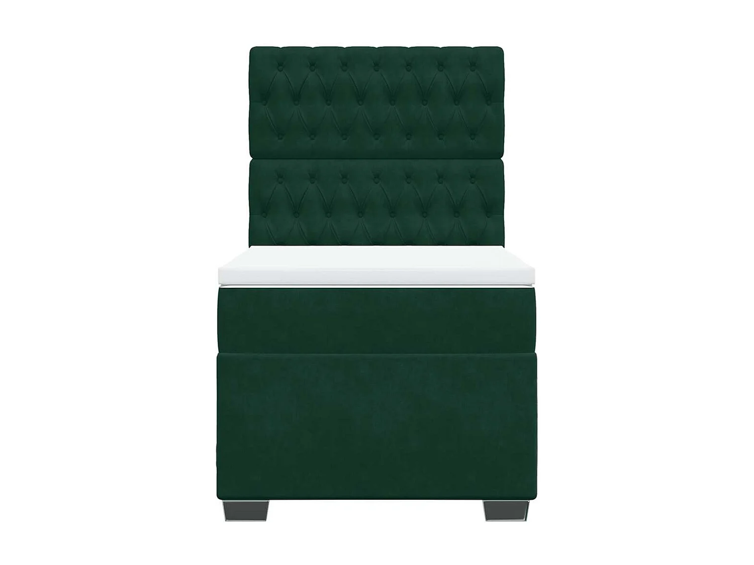 Cama box spring con colchón terciopelo verde oscuro 100x200 cm