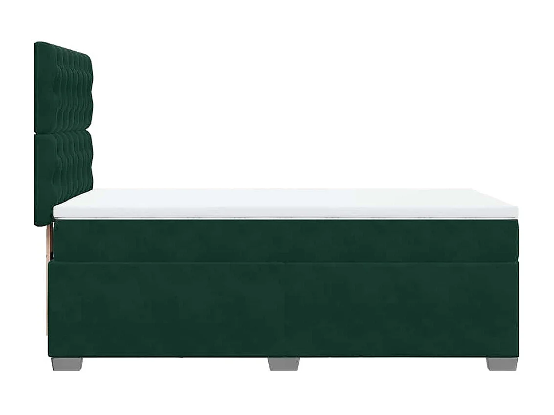 Cama box spring con colchón terciopelo verde oscuro 100x200 cm