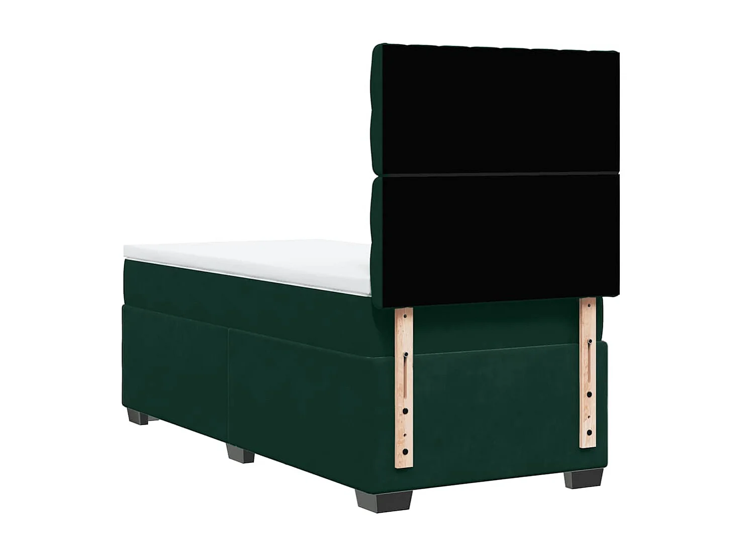 Cama box spring con colchón terciopelo verde oscuro 100x200 cm