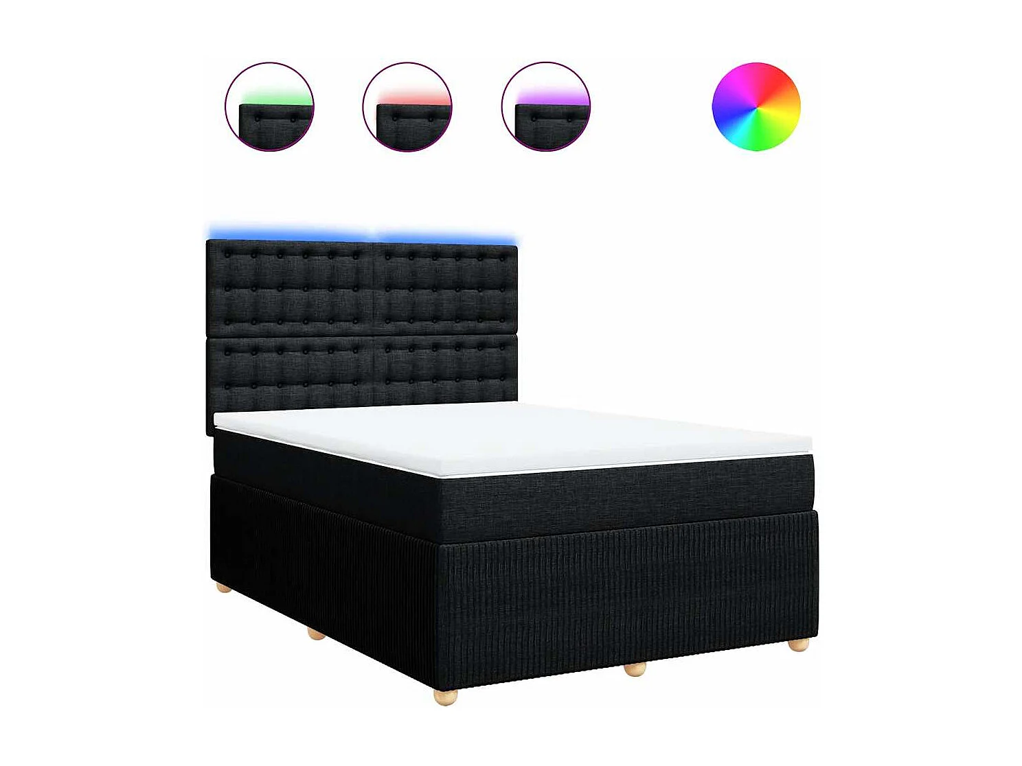 Sommier à lattes de lit avec matelas Noir 140x200 cm Tissu