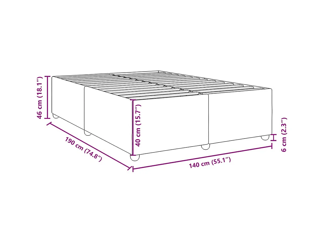 Cadre de lit sans matelas gris clair 140x190 cm tissu