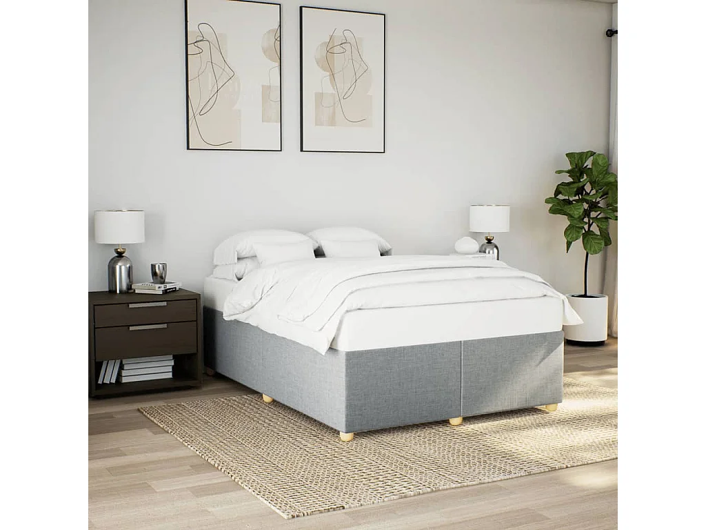 Bedframe zonder matras stof lichtgrijs 140x190 cm