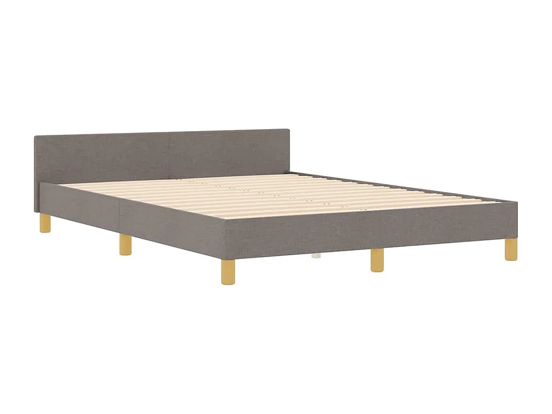Cadre de lit avec tête de lit Taupe 140 x 200 cm tissu