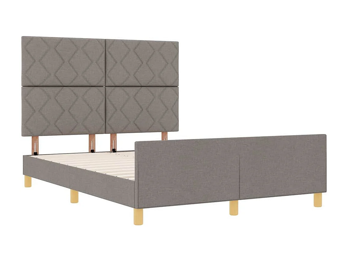 Cadre de lit avec tête de lit Taupe 140 x 200 cm tissu