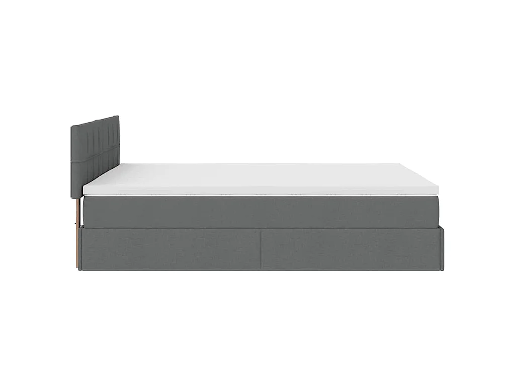 Lit ottoman avec matelas gris foncé 140x190 cm tissu