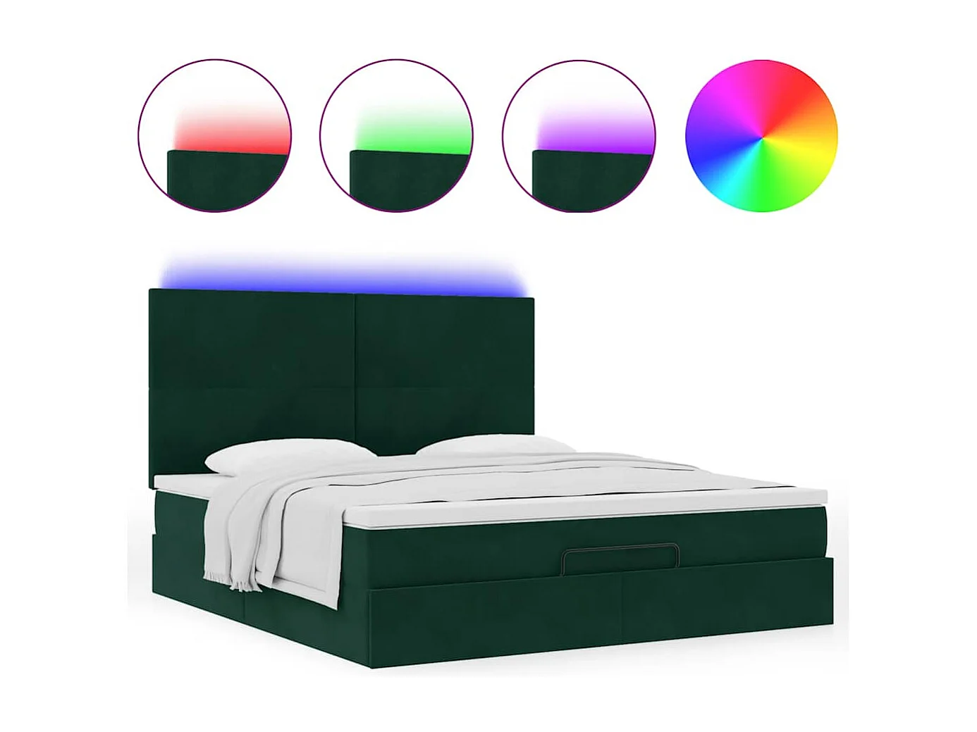 Cadre de lit ottoman avec matelas vert foncé 160x200 cm velours