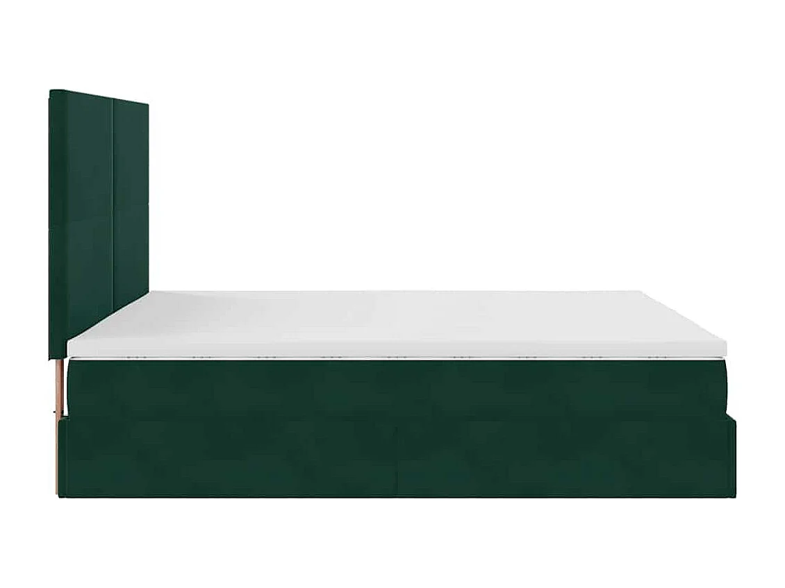 Cadre de lit ottoman avec matelas vert foncé 160x200 cm velours