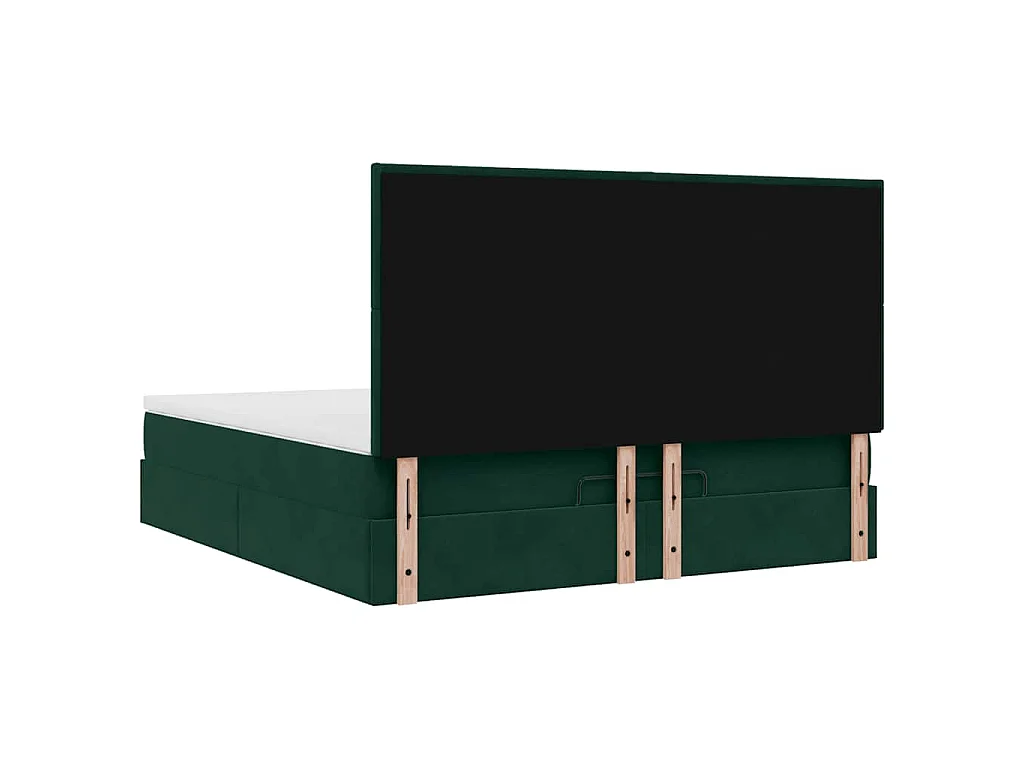 Estructura de cama otomana colchones terciopelo verde oscuro