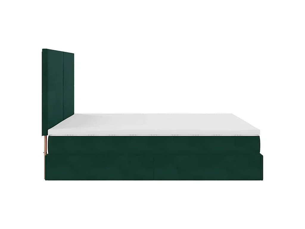 Cadre de lit ottoman avec matelas vert foncé 160x200 cm velours
