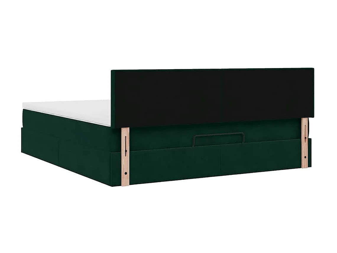 Cadre de lit ottoman avec matelas vert foncé 160x200 cm velours