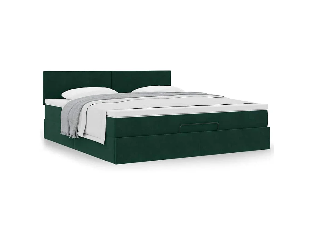Estructura de cama otomana con colchón verde oscuro 160x200 cm