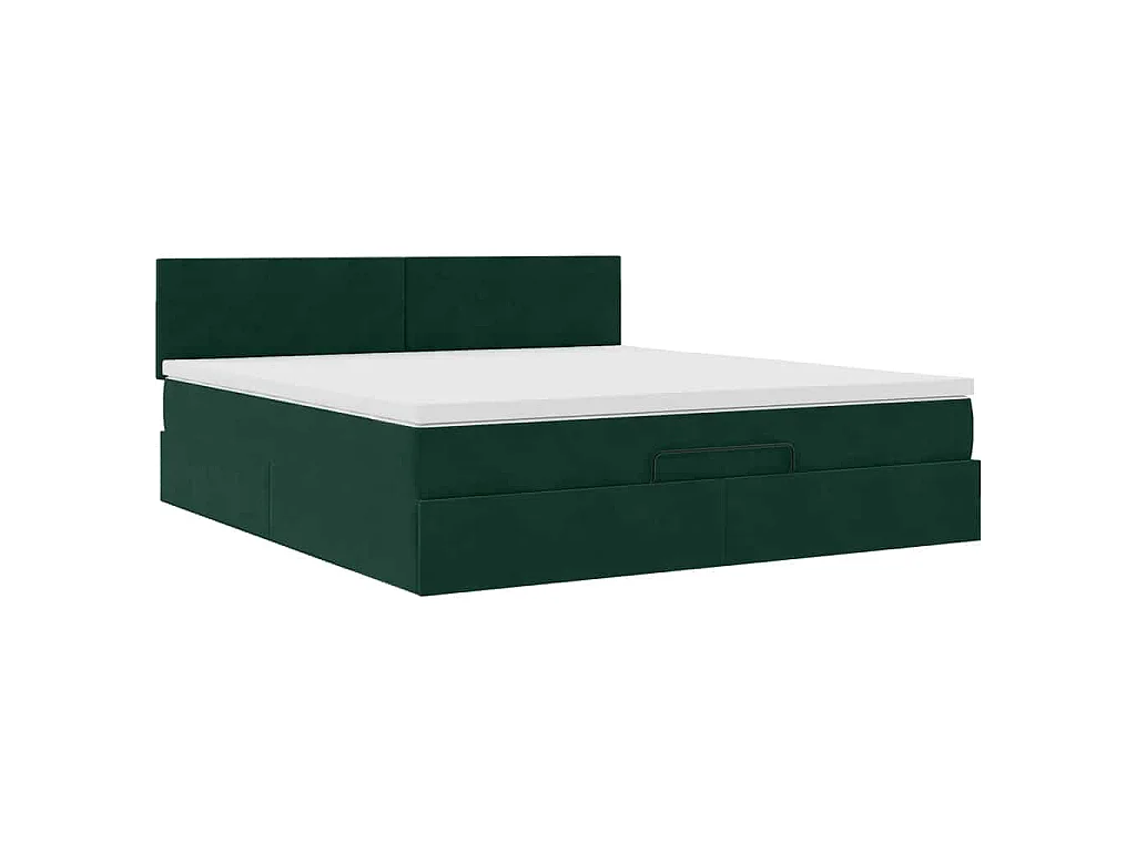 Estructura de cama otomana con colchón verde oscuro 160x200 cm