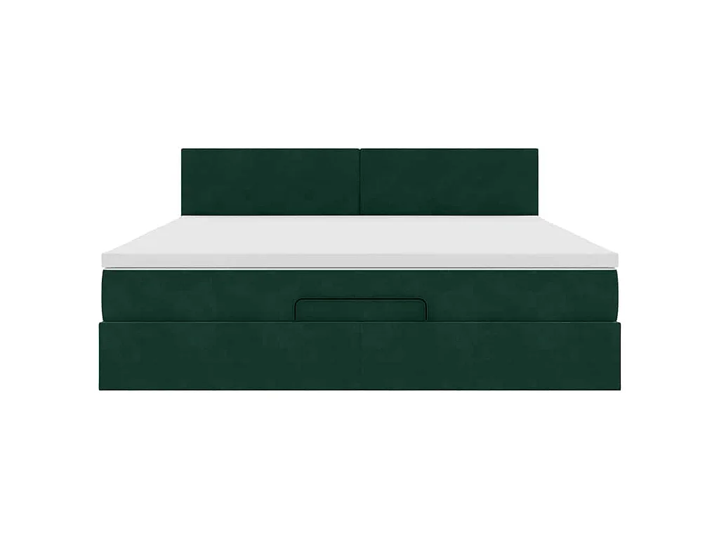 Estructura de cama otomana con colchón verde oscuro 160x200 cm