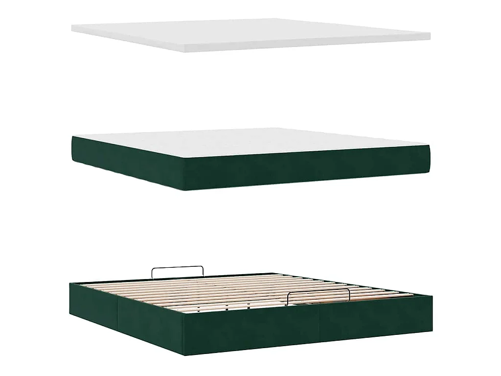 Estructura de cama otomana con colchón verde oscuro 160x200 cm